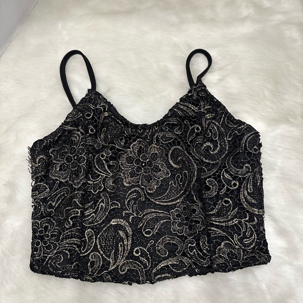 Charlotte Russe  black and bronze crop top size small